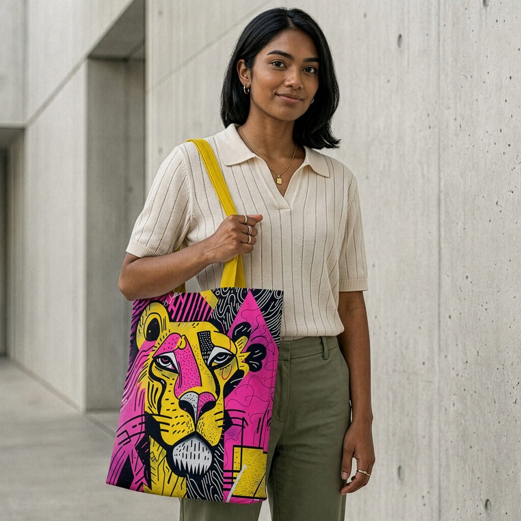 Neon Lioness utility bag